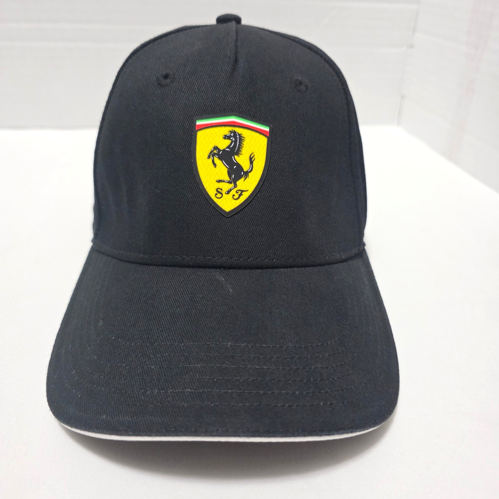 Puma Scuderia Ferrari F1 Black Baseball Cap Adjustable Hat Shield Logo 023391